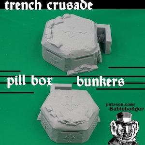 Trench Crusade 4 Pill Box Bunkers for RPGs and Miniature War Games - 3d printed grimdark tokens