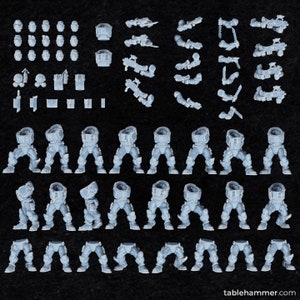 Spec Ops Modular Resin Miniature Kit | 15x 32mm Scale Human Space Corps Proxies for Grimdark Sci-Fi Wargames Like OPR and WH by Tablehammer