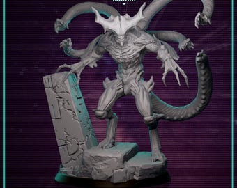 Huntmaster Resin Miniature: 32mm Grimdark Eldritch Warrior (Unpainted, 75mm Base Size)