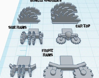 Gaslands Saw Blade Set  – 10 Upgrade Parts for Post-Apocalyptic Wargames – PLA or Resin – 20mm–1:64 Kitbash Compatible