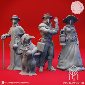 Plague Doctor Miniature set – 32mm or 54mm Resin Figure – Dark Fantasy Character for RPGs & Wargames – Apothecary Themed Models