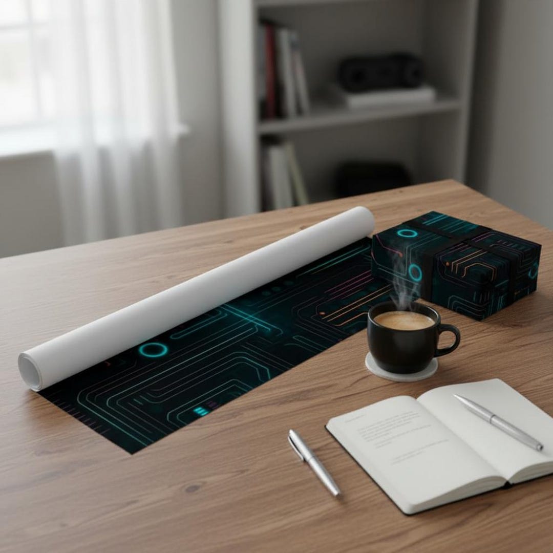 Futuristic Tech Gift Wrap - Circuit, Digital, Sci-fi Wrapping Paper ...