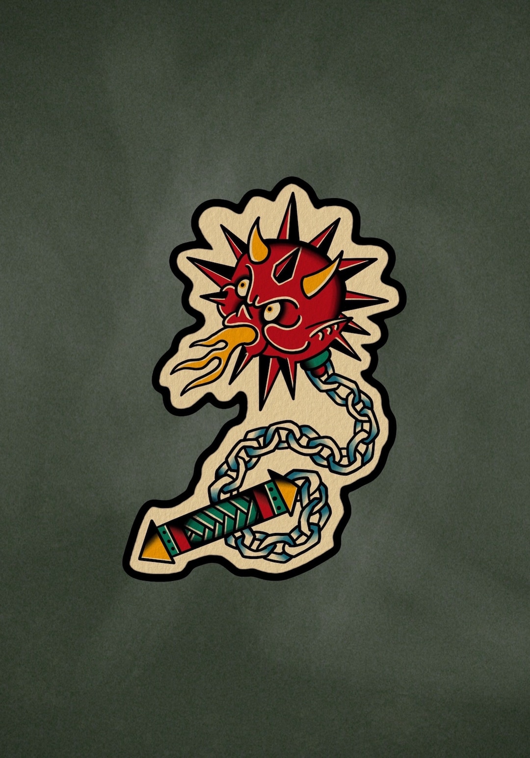 Ball and Chain Tattoo Sticker Tattoo Flash Traditional Tattoo Cool