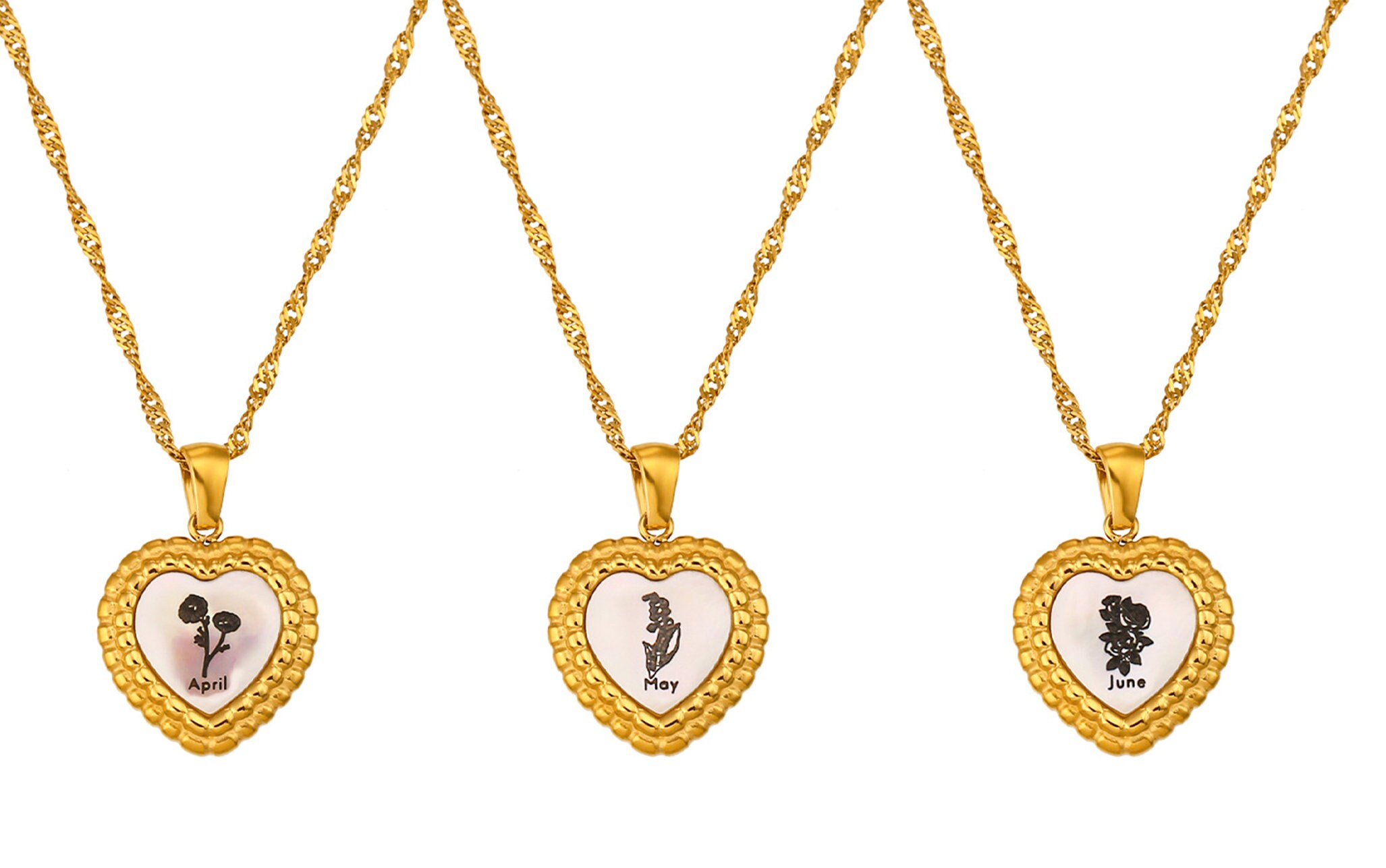 Gold Birth Flower Necklace Cute Flower Necklace Etsy