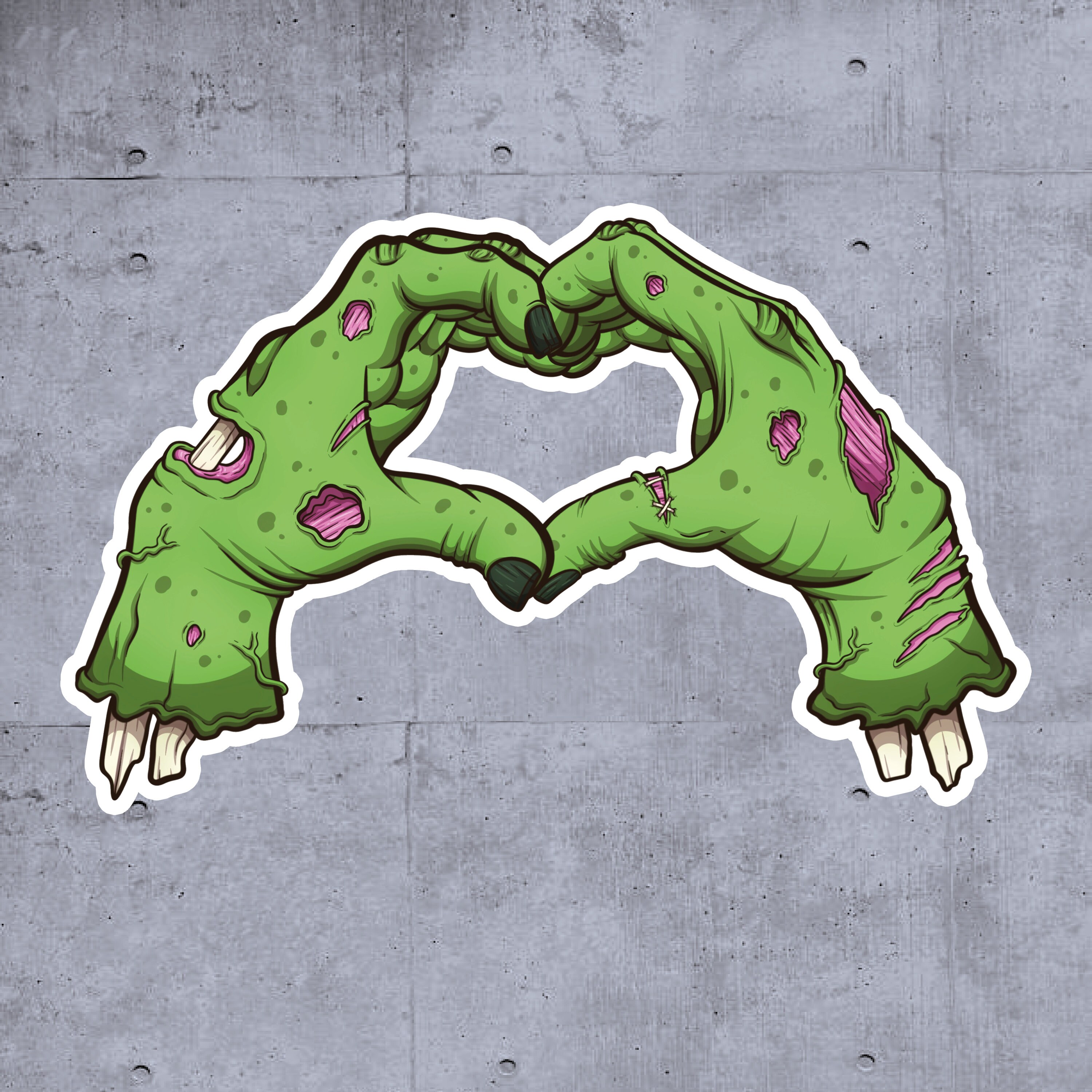 Zombie Hands Love Sticker Laptop Decals Zombie Heart Water Etsy