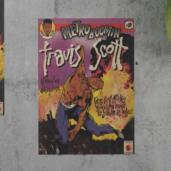 Travis Scott & Metro Boomin comic poster  INSTANT DOWNLOAD