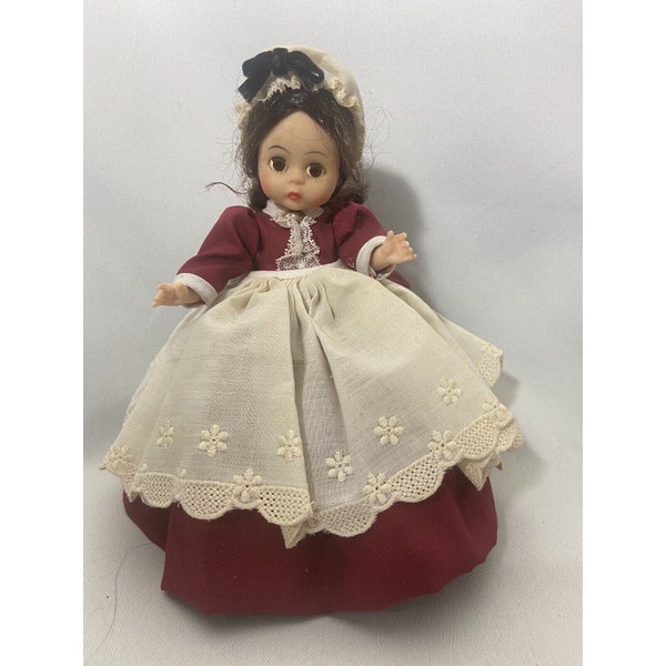 Vtg Madame Alexander 8” Marme Doll 1979 Little Woman #415 Red Dress White Apron