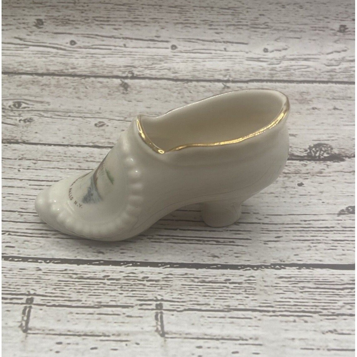VTG Souvenir Hand Painted Porcelain Miniature Hiheel Shoe Niagara