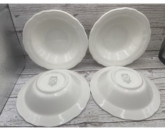 Set mit 4 weißen föderalistischen Ironstone 5,75-Zoll-Schalen, Salat, Obst, Müsli, Vintage