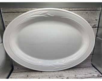 Corning Ware Serving Platter Oval Casual Elegance 14" x 10" White Floral H14