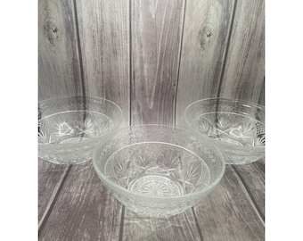 Vtg Cristal d’Arques (Durand Luminarc) (3) Salad Bowls Clear Glass Design Discontinued
