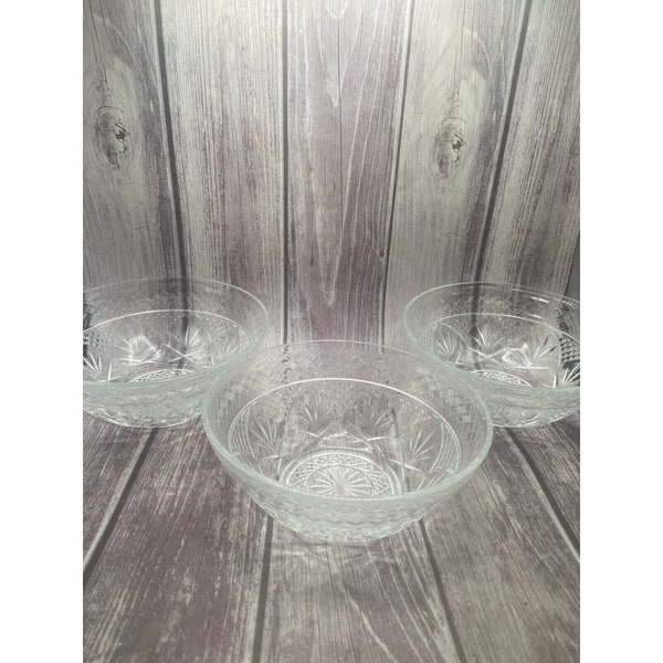 Vtg Cristal d’Arques (Durand Luminarc) (3) Salad Bowls Clear Glass Design Discontinued