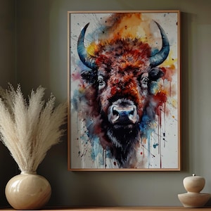 Bison Watercolor Clipart | Wild Buffalo Digital Download | Rustic Wildlife PNG | Scrapbooking Graphics | Digital Crafting | Animal Art