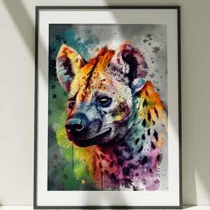Hyena Watercolor Art | African Wildlife Print | Spotted Hyena Painting | Safari Animal Decor | Predator Illustration | Wild Nature Artwork