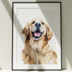Golden Retriever Print, Dog Drawing, Farmhouse Print Painting, Wall Art, Canvas Poster, Watercolor, Colorful Illustration, Minimalist Decor