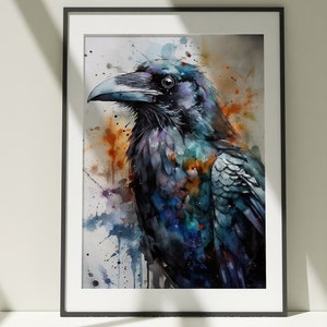 Raven Watercolor Clipart | Black Bird Digital Download | Crow Art PNG | Gothic Bird Illustration | Scrapbook Images | Digital Crafting