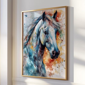 Clipart aquarelle de cheval coloré | Téléchargement numérique Vibrant Stallion | Art PNG équin | Graphismes de scrapbooking | Création numérique | Résumé