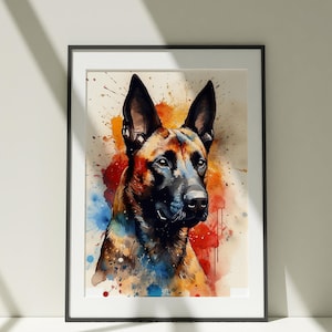 Belgische Mechelaar aquarel clipart | Digitale honddownload | Huisdierillustratie, png-bestand | Plakboekafbeeldingen | Digitaal knutselen | Illustraties hond