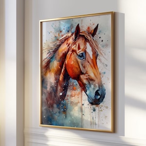 Paard aquarel clipart | Majestueuze hengst digitale download | PNG-kunst voor paarden | Scrapbookafbeeldingen | Digitaal knutselen | Rustieke boerderij