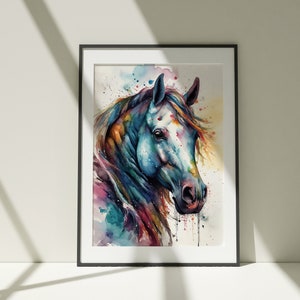 Regenboog paard aquarel clipart | Kleurrijke digitale download paard | PNG-kunst fantasiedieren | Scrapbookafbeeldingen | Digitaal knutselen