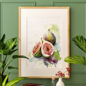 Figs Print, Botanical Poster, Fig Illustration Painting, Wall Art Canvas , Watercolor, Colorful Illustration, Minimalist Kitchen Artwork