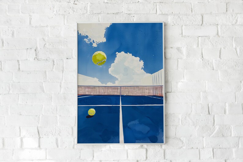 Tennis Court Poster, Painting, Wall Art, Canvas Poster, Watercolor