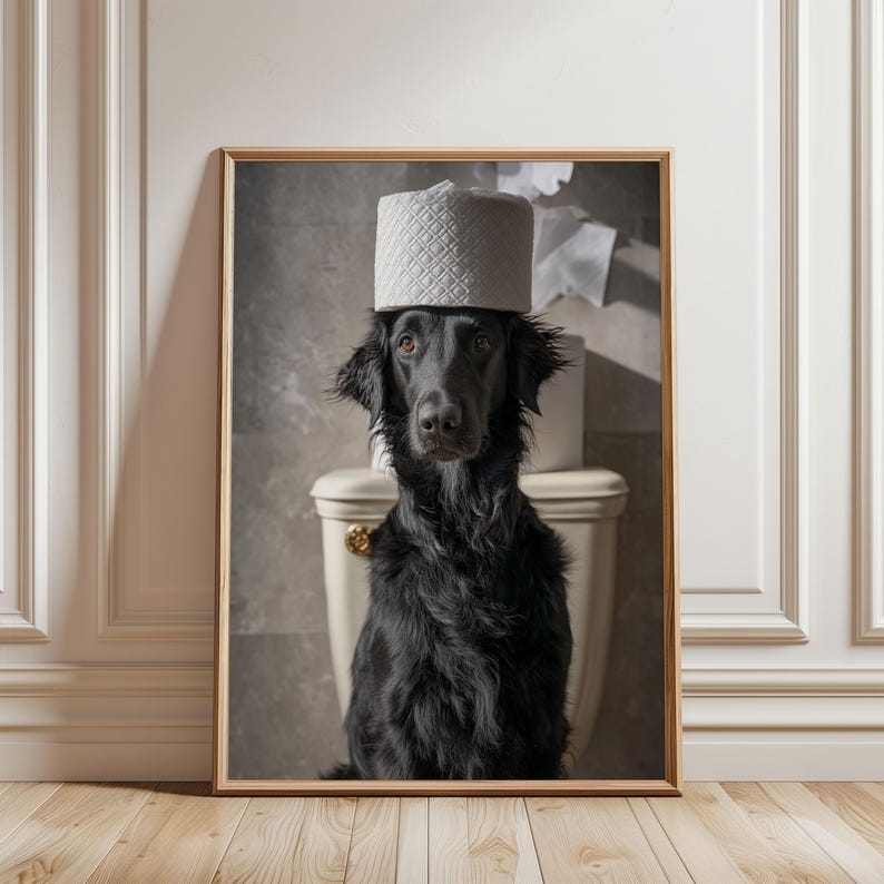 Guilty Dog Bathroom Funny Pet Photography Wall Art Print Toilet Paper ...