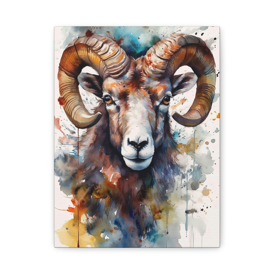 Watercolor Ram Painting Wall Art Canvas Poster Gift - Etsy