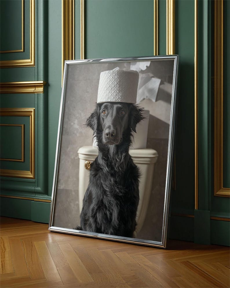 Guilty Dog Bathroom Funny Pet Photography Wall Art Print Toilet Paper ...