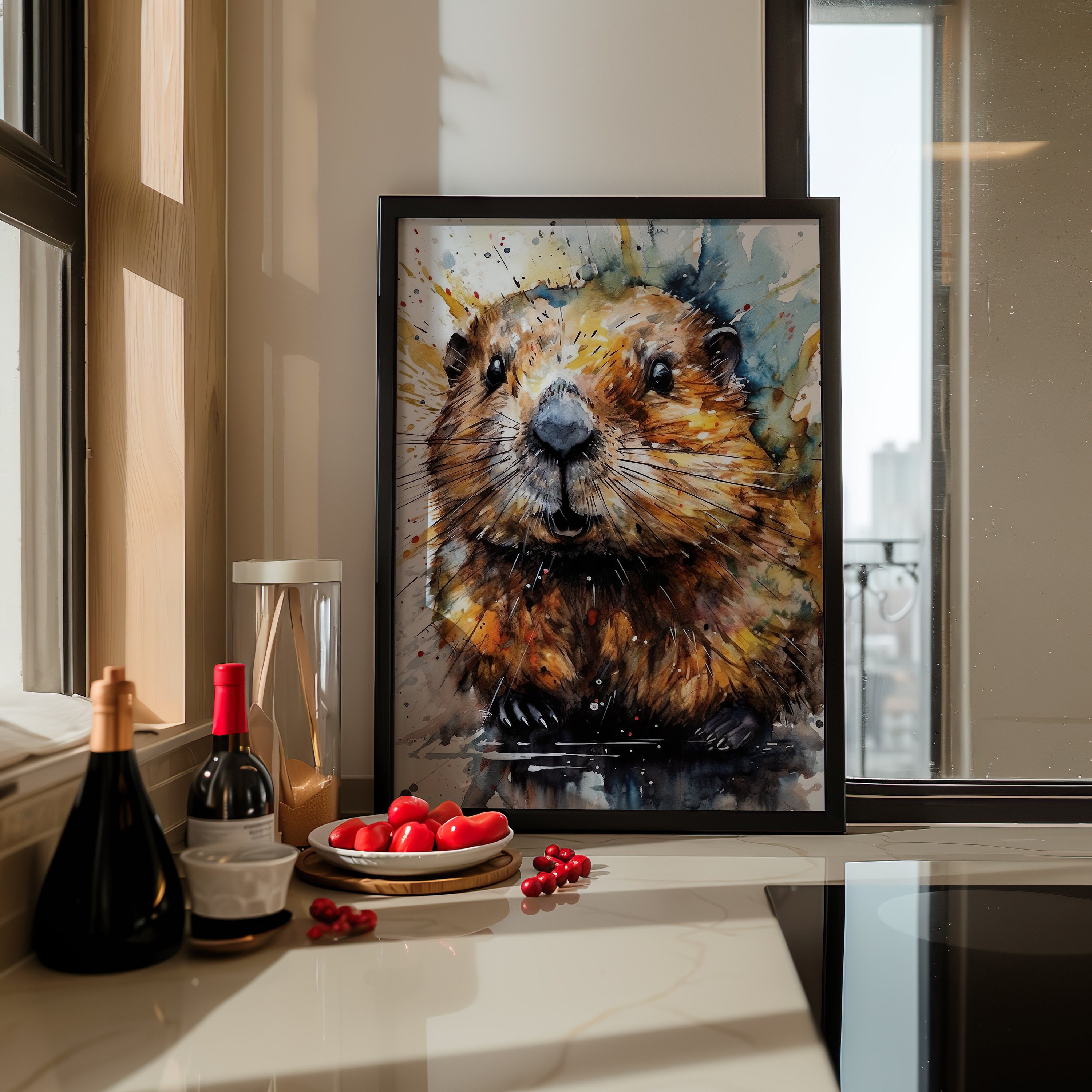 ビーバーの水彩画クリップアート | 森の動物のデジタルダウンロード