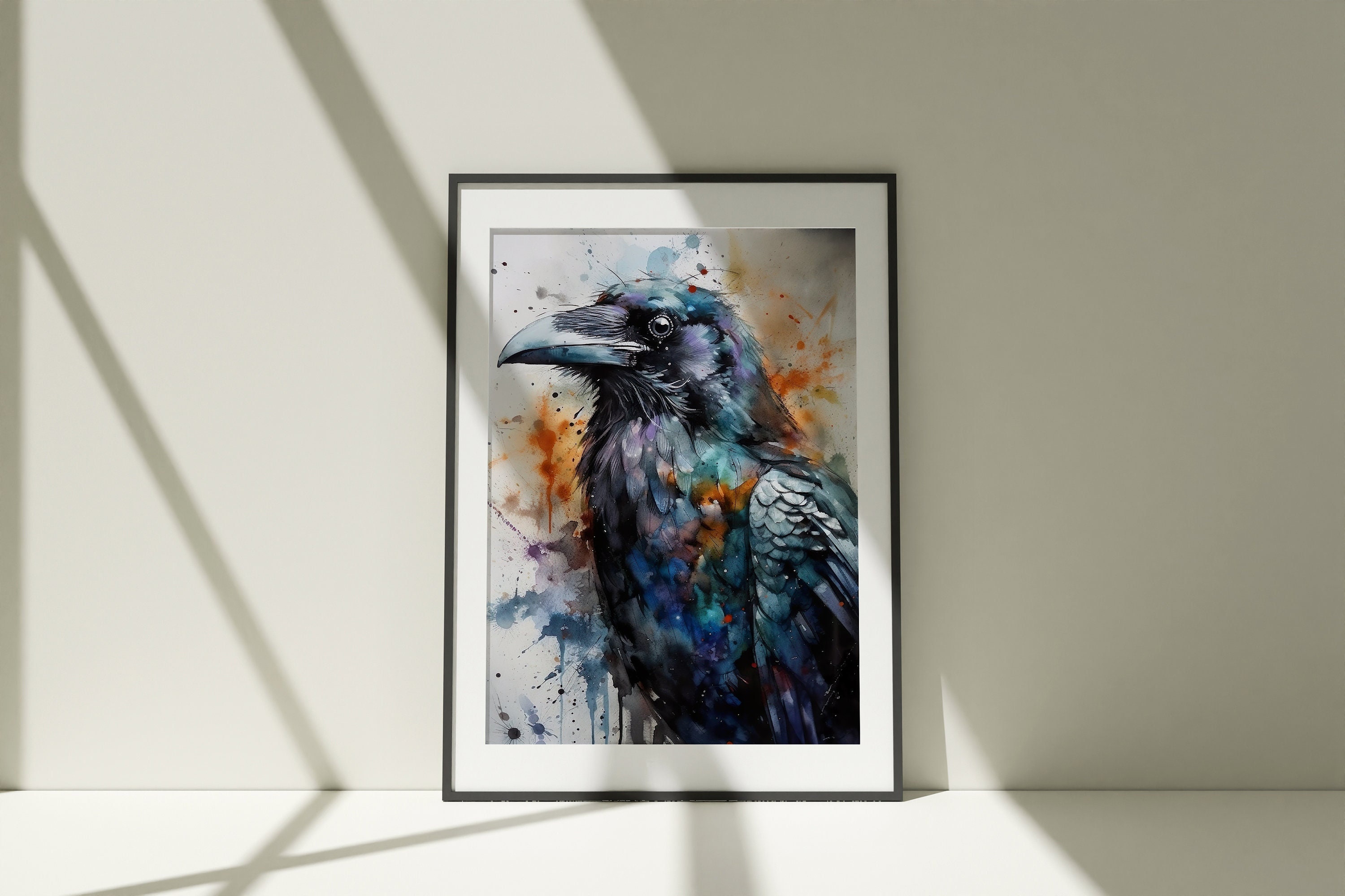 Raven Watercolor Clipart | Black Bird Digital Download | Crow Art PNG ...