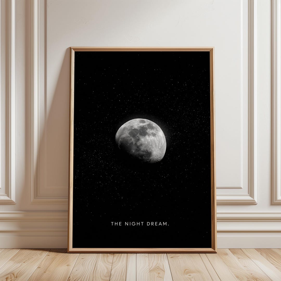 Minimalist Full Moon Night Sky Print – Monochrome Lunar Wall Art - Etsy