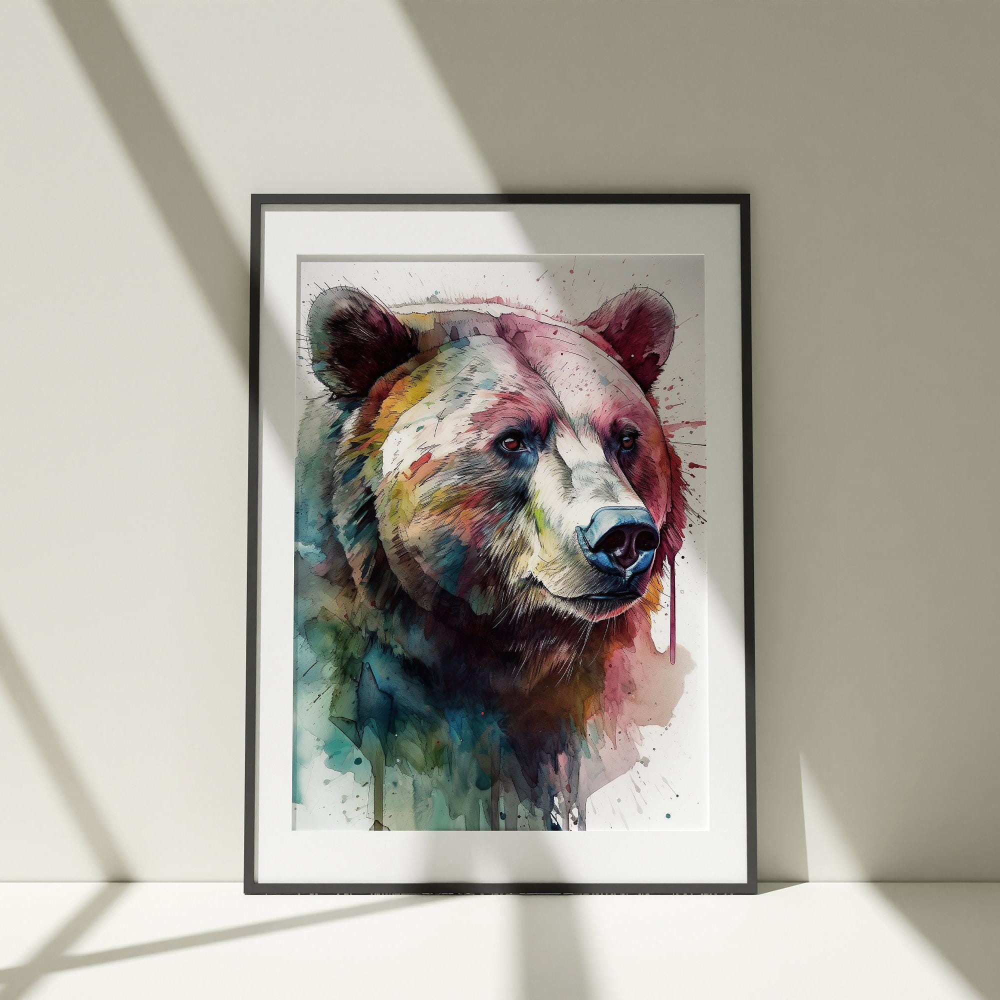 Majestic Bear Watercolor Art | Wild Grizzly Painting | Forest Animal Print | Rustic Wildlife Illustration | Powerful Nature Decor