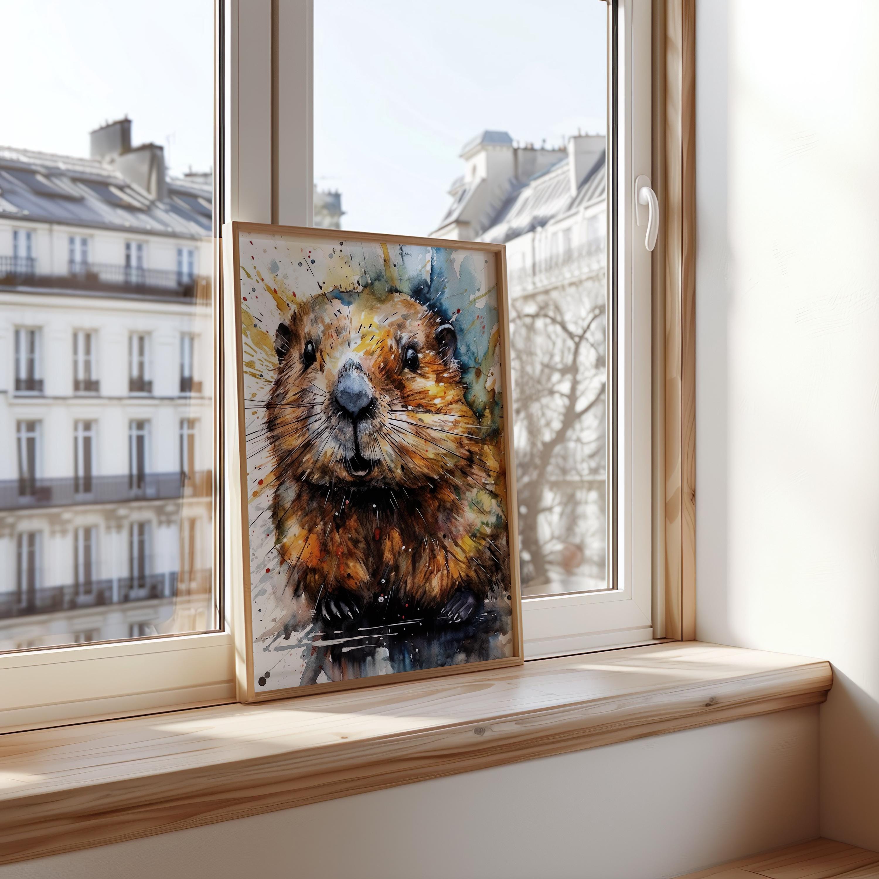 ビーバーの水彩画クリップアート | 森の動物のデジタルダウンロード