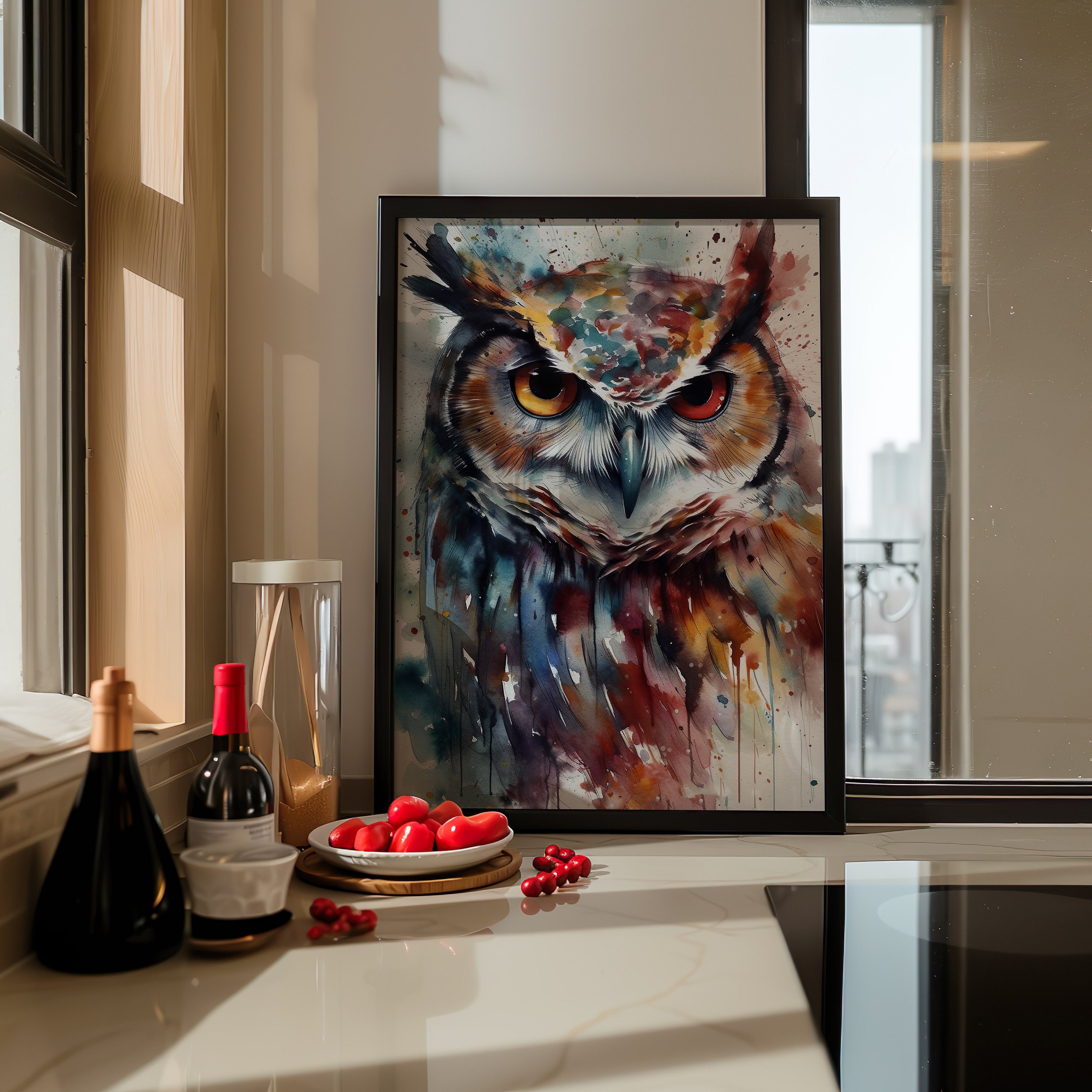 Owl Watercolor Art | Barn Owl Wall Print | Rustic Bird Decor ...
