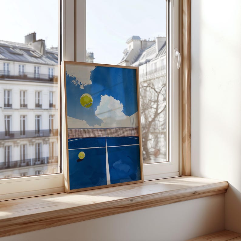 Tennis Court Poster, Painting, Wall Art, Canvas Poster, Watercolor