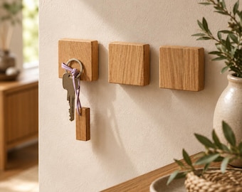Soporte magnético para llaves de roble, sin necesidad de taladrar, minimalista, hecho a mano en Alemania.