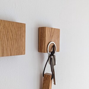 Natural oak magnetic key holder – sleek wooden wall decor for keys and metal items