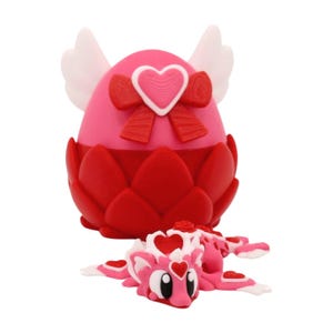 Heart Seeker Mini Dragon & Egg – Valentine Dragon Figurine - 3D Printed