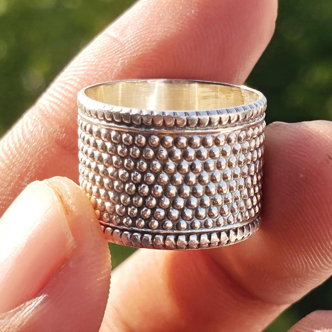 Boho Sterling Silver Wide Band Ring – Handmade Artisan 925 Silver Ring ...
