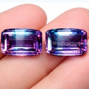 Alexandrite Color Change Gemstone, Octagon Pixel Cut Lab Stone for Engagement Ring, 5x4mm to 20x15mm