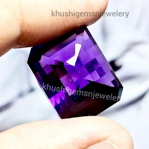 ピクセルカットアメジストオクタゴンファンタジーカットリングブローチペンダントネックレスルースジェムストーンジュエリーギフトに最適合成7硬度宝石サイズ20 x 15 mm