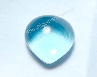 Synthetic Aquamarine Heart Shape Cabochon | Smooth Loose Gemstone for Jewelry Making & Custom Designs
