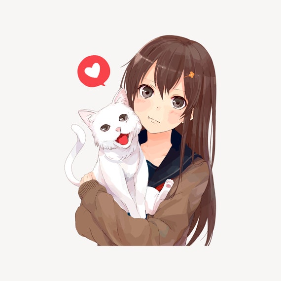 Cute anime Kitty girl | Anime gifts for girls | Astro Color | Sticker