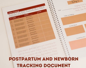 Postpartum and Newborn Tracking Document for New Parents/Doula's/Lactation Consultants DOWNLOADABLE