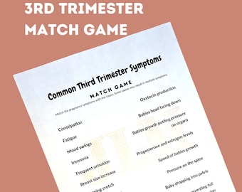 Childbirth/Prenatal Class Third Trimester Matching Game Sheet