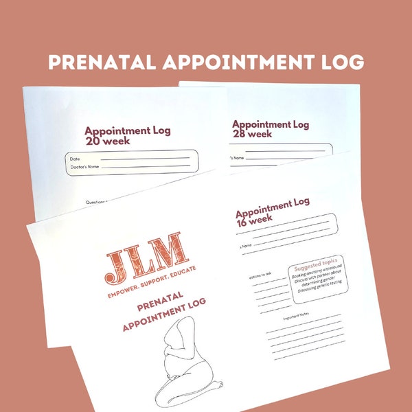 Prenatal/Pregnancy Appointment Log with Tips