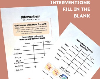 Childbirth/Prenatal Class Interventions Fill in the Blank Activity Sheet