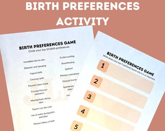 Childbirth/Prenatal Class Birth Preferences/Planning Activity Sheet