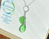 Genuine Sea Glass + Czech Crystal Pendant  |  1-of-it-kind!  |  Recycled Material ...FREE Shipping
